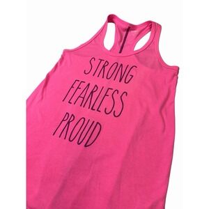 Women's Danskin XS Strong Fearless Proud Pink Racer Back Tank Top Exercise Yoga